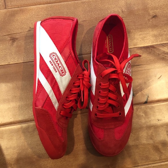 red coach sneakers